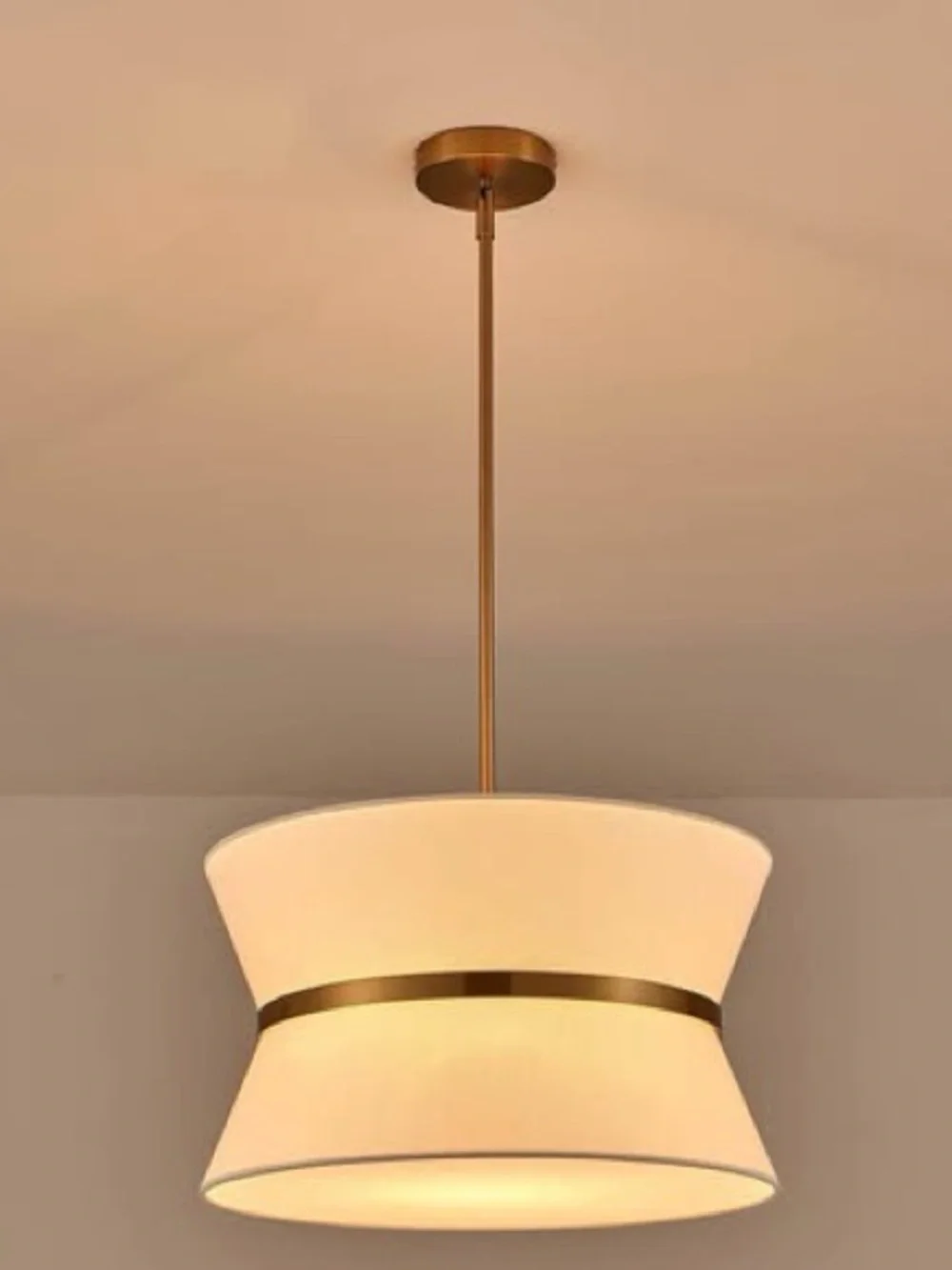 (NEW) Modern White and Gold Drum Chandelier Pendant Ceiling Light
